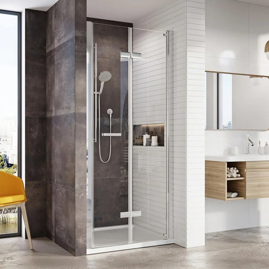 Roman Innov8 900mm Bi-fold Door For Alcoves - Polished Chrome - N2V913S - Envy Bathrooms Ltd