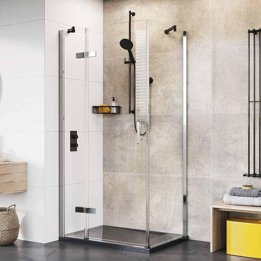 Roman Innov8 1200 x 900mm Hinged Door With Inline Panel+Side Panel For Corners - Polished Chrome - NL2HDR13S+NL2HR1213S+N2R913S* - Envy Bathrooms Ltd