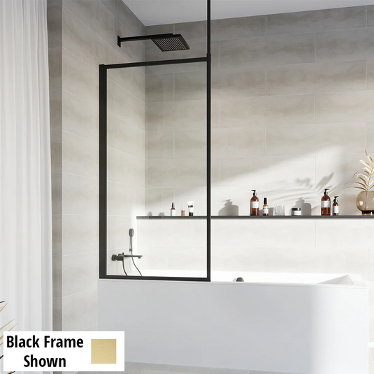 Roman Innov8 1500mm Framed Fixed Bath Screen - Brushed Brass - NBF158BBR - Envy Bathrooms Ltd