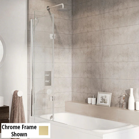 Roman Innov8 1500mm Outward Hinged Bath Screen (LH) - Brushed Brass - N2BV213BRL - Envy Bathrooms Ltd