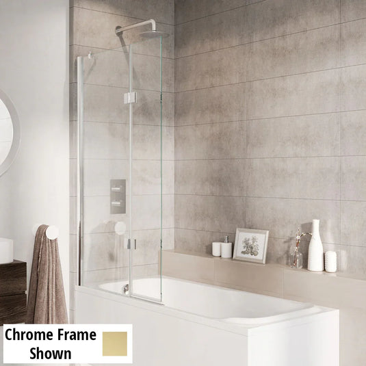 Roman Innov8 1500mm Outward Hinged Bath Screen (LH) - Brushed Brass - N2BV213BRL - Envy Bathrooms Ltd
