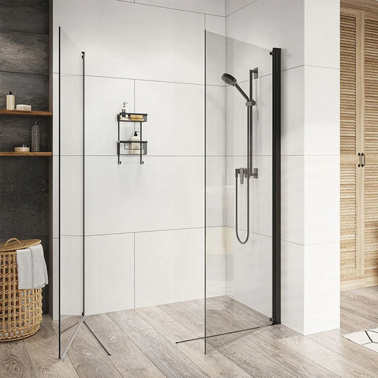 Roman Innov8 500mm Pivoting Deflector Panel - Matt Black - N2FSPM513B - Envy Bathrooms Ltd