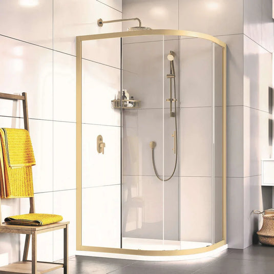 Roman Innov8 800 x 1000 Single Door Curved Offset Quadrant - Brushed Brass - N2SQ81013BBR - Envy Bathrooms Ltd