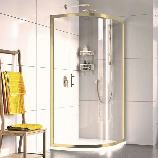 Roman Innov8 900 x 900mm Single Door Curved Quadrant - Brushed Brass - N2SQ913BBR - Envy Bathrooms Ltd