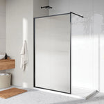Roman Innov8 900mm Framed Fluted Corner Wetroom Panel - Matt Black - N2SP9FB - Envy Bathrooms Ltd