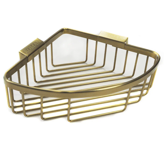 Roman Large Curved Corner Basket - Brushed Brass - RSB02BR - Envy Bathrooms Ltd