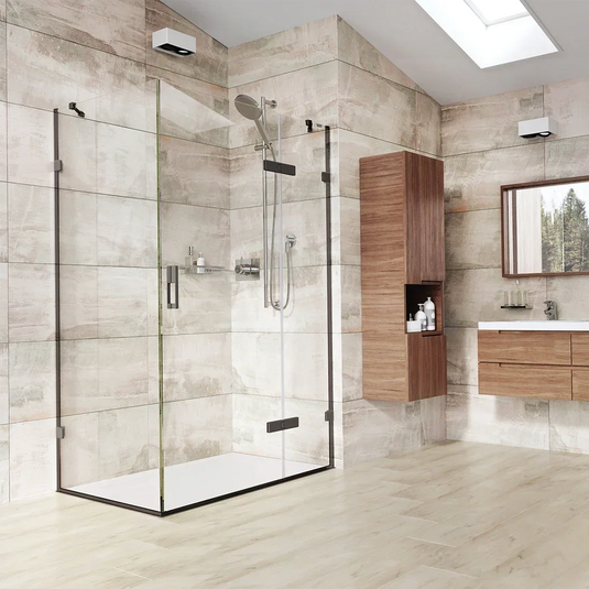 Roman Liberty 1200 x 900mm Hinged Door with Inline Panel & Side Panel For Corners (8mm) - Polished Chrome - KL2HDR13S+KL2HR1213S+K1R913S* - Envy Bathrooms Ltd