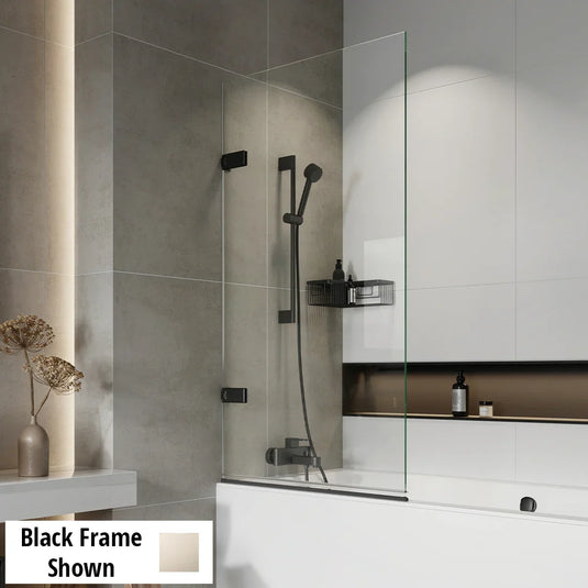 Roman Liberty 1500mm Hinged Bath Screen (10mm) - Polished Nickel - TLB13PN - Envy Bathrooms Ltd