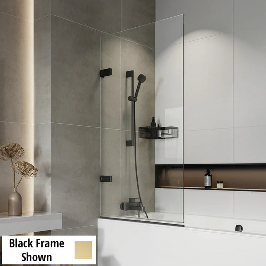 Roman Liberty 1500mm Hinged Bath Screen (8mm) - Brushed Brass - KLB13BR - Envy Bathrooms Ltd
