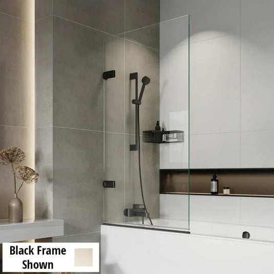 Roman Liberty 1500mm Hinged Bath Screen (8mm) - Brushed Nickel - KLB13N - Envy Bathrooms Ltd
