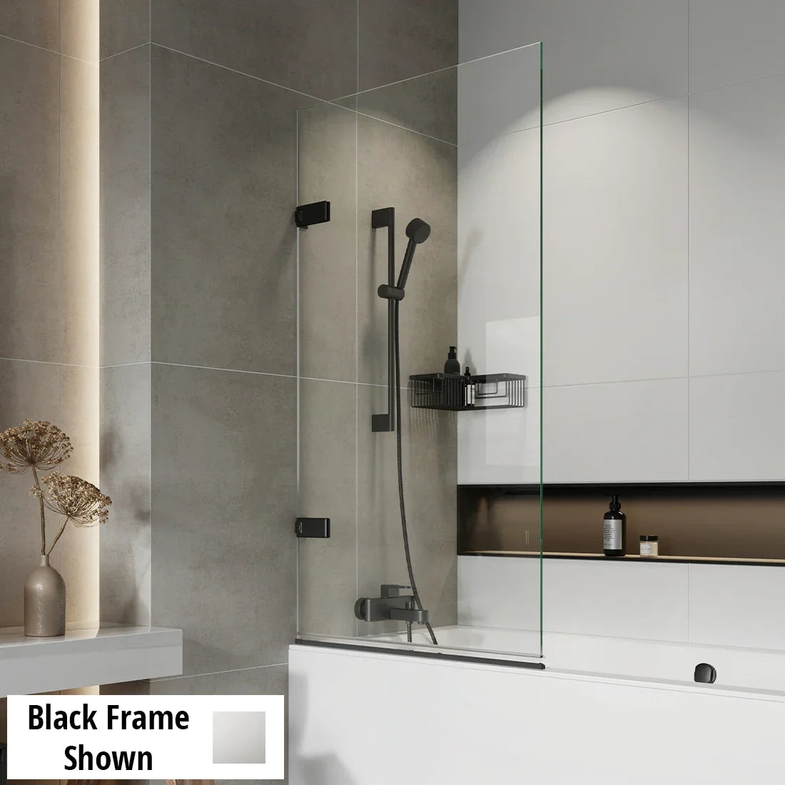 Roman Liberty 1500mm Hinged Bath Screen (10mm) - Polished Chrome - TLB