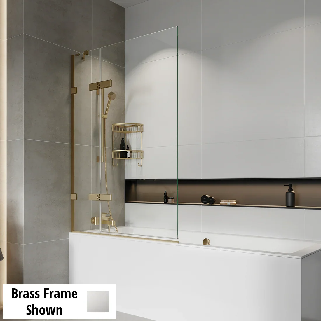 Roman Liberty 1500mm Outward Hinged Bath Screen (8mm) - Polished Chrom