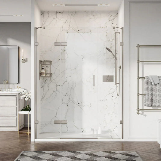 Roman Liberty 1600mm Hinged Door With 2 Inline Panels For Alcoves (8mm) - Polished Nickel - KLHD13PN+KLH1613PN* - Envy Bathrooms Ltd