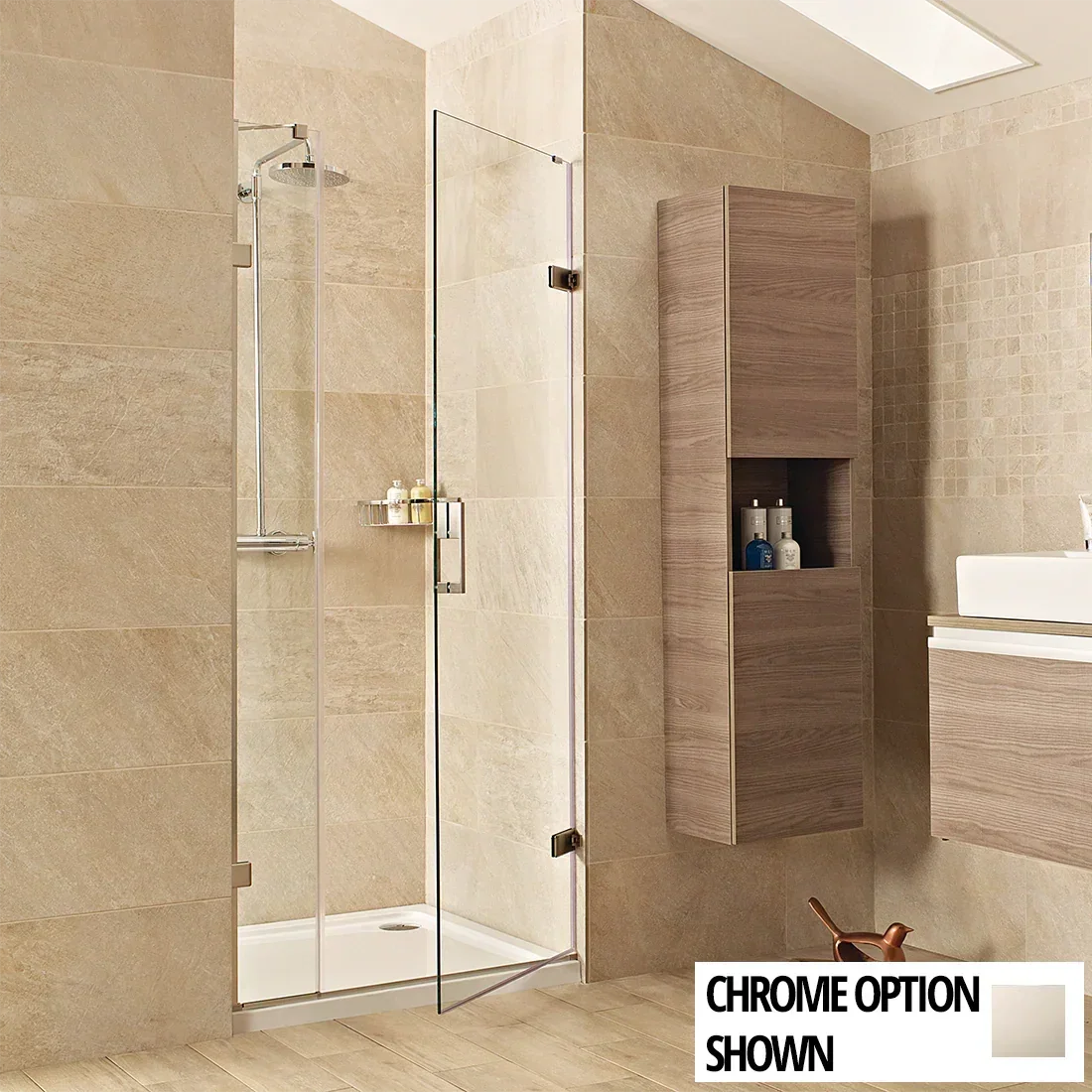 Roman Liberty 800mm Hinged Door with One Inline Panel For Alcoves (10m