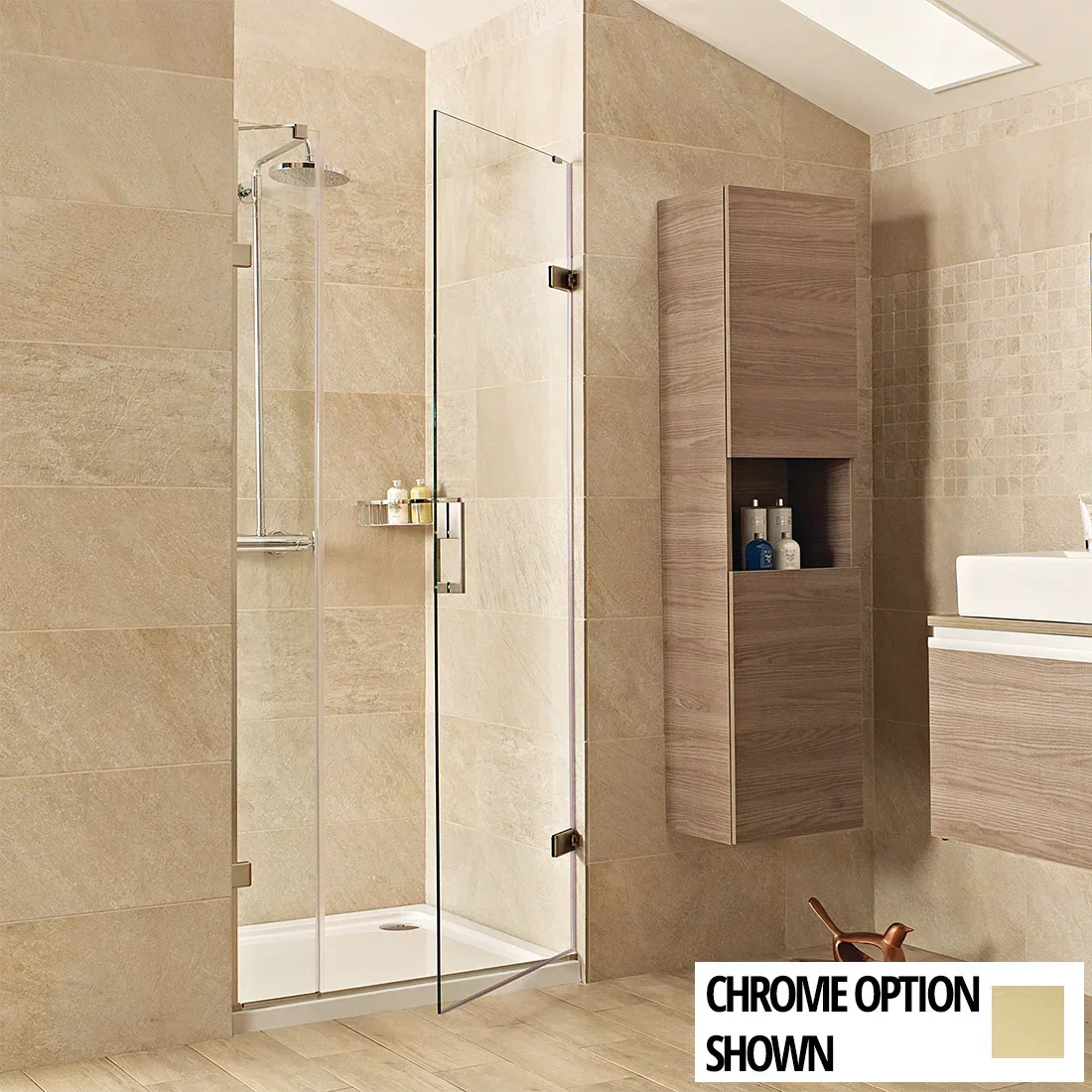 Roman Liberty 760mm Hinged Door with One Inline Panel For Alcoves (8m)