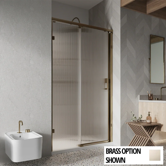 Roman Liberty 8 1200mm Single Flute Sliding Door For Alcoves (RH) - Polished Nickel - KT1D12FRPN - Envy Bathrooms Ltd