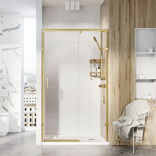 Roman Liberty 8 1700mm Single Sliding Door For Alcoves (LH) - Brushed Brass - KT1D17LBR - Envy Bathrooms Ltd