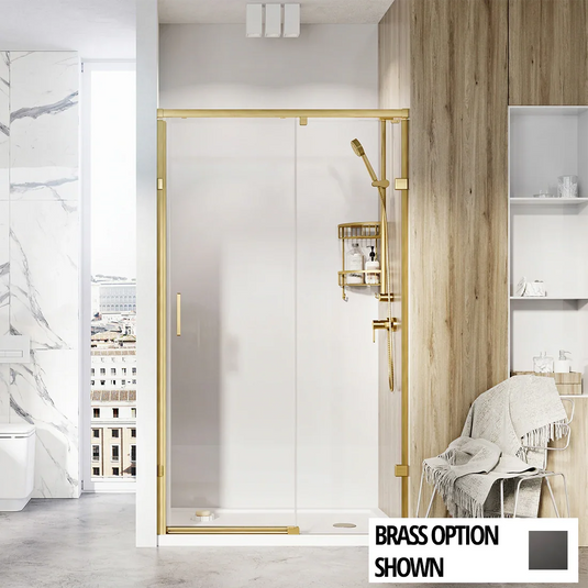 Roman Liberty 8 1700mm Single Sliding Door For Alcoves (LH) - Matt Black - KT1D17LB - Envy Bathrooms Ltd