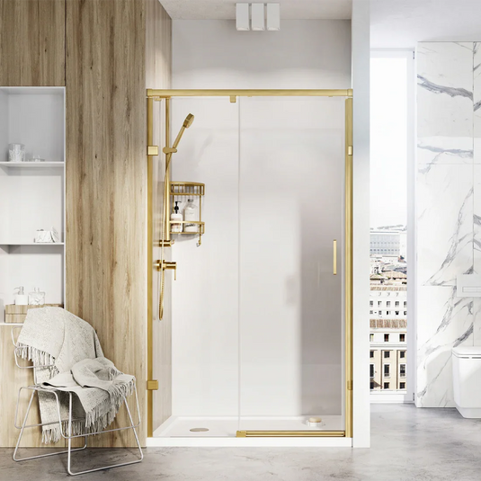 Roman Liberty 8 1700mm Single Sliding Door For Alcoves (RH) - Brushed Brass - KT1D17RBR - Envy Bathrooms Ltd