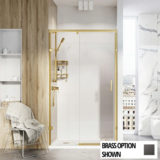 Roman Liberty 8 1700mm Single Sliding Door For Alcoves (RH) - Matt Black - KT1D17RB - Envy Bathrooms Ltd