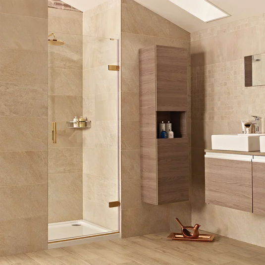 Roman Liberty 900mm Hinge Door For Alcoves (10mm) - Brushed Brass - TL913BR - Envy Bathrooms Ltd