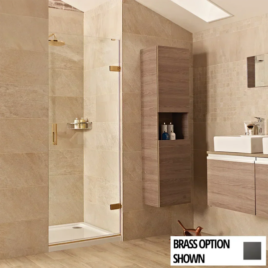 Roman Liberty 900mm Hinge Door For Alcoves (8mm) - Matt Black - KL913B - Envy Bathrooms Ltd