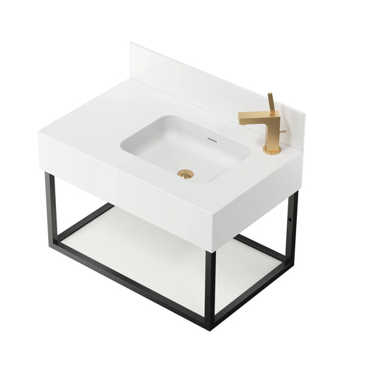 Roman Synchronicity 800 Rectangle Basin With Metal Frame (RH) - White - RFA0064 - Envy Bathrooms Ltd