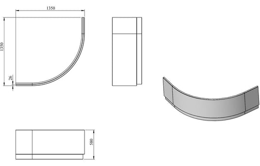 Ruby 1350mm Standard Corner Bath Panel - RUBY106227 - Envy Bathrooms Ltd