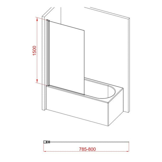 Ruby 1400mm Square Bath Screen - Brushed Brass - RUBY108069 - Envy Bathrooms Ltd