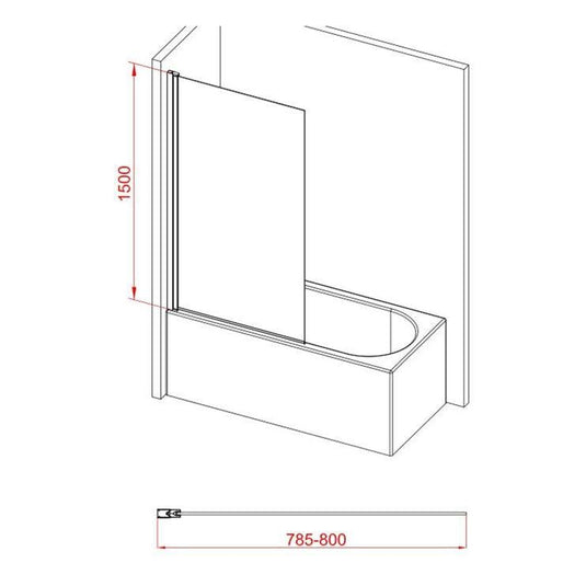 Ruby 1400mm Square Bath Screen - Brushed Brass - RUBY108069 - Envy Bathrooms Ltd
