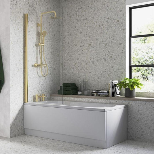 Ruby 1400mm Square Bath Screen - Brushed Brass - RUBY108069 - Envy Bathrooms Ltd
