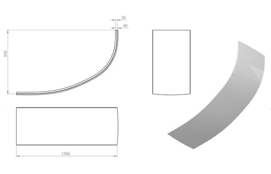 Ruby 1500mm Offset Corner Bath Panel - RUBY105679 - Envy Bathrooms Ltd