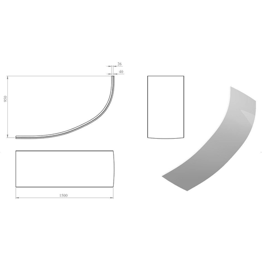 Ruby 1500mm Offset Corner Bath Panel - RUBY105679 - Envy Bathrooms Ltd