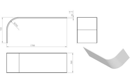 Ruby 1700mm J Shape Bath Panel - RUBY105678 - Envy Bathrooms Ltd