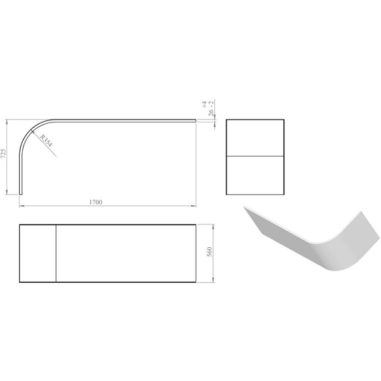 Ruby 1700mm J Shape Bath Panel - RUBY105678 - Envy Bathrooms Ltd