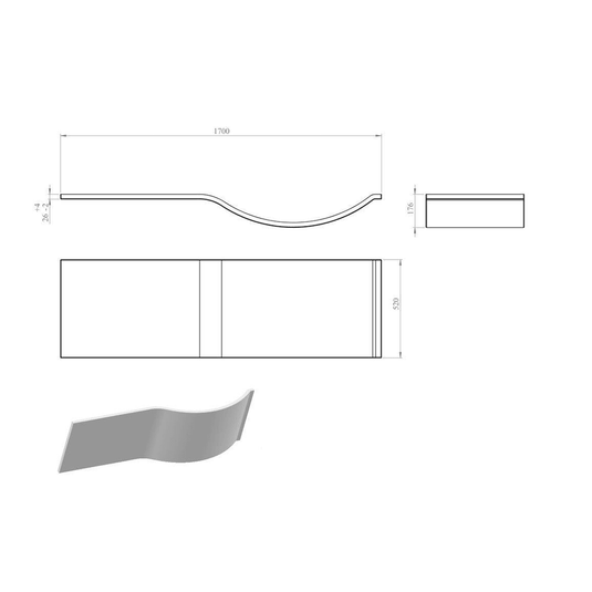 Ruby 1700mm P Shape Front Bath Panel - White - RUBY104768 - Envy Bathrooms Ltd