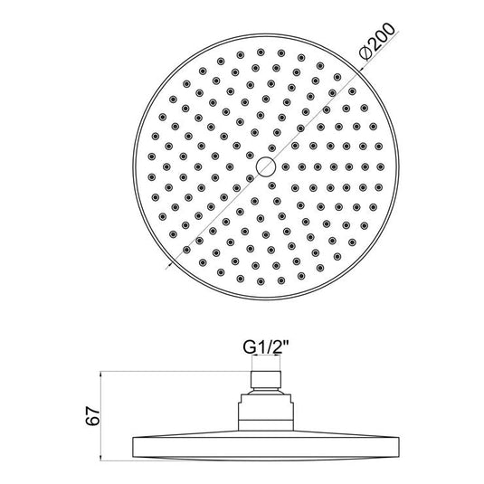 Ruby 200mm Round Showerhead - Chrome - RUBY105858 - Envy Bathrooms Ltd