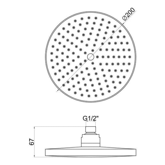 Ruby 200mm Round Showerhead - Chrome - RUBY105858 - Envy Bathrooms Ltd