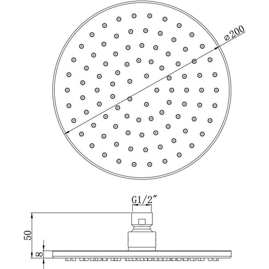 Ruby 200mm Round Showerhead - Chrome - RUBY105867 - Envy Bathrooms Ltd