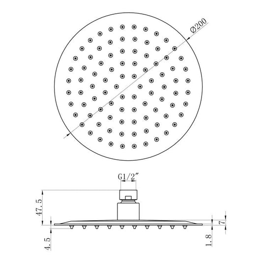 Ruby 200mm Round Showerhead - Matt Black - RUBY106792 - Envy Bathrooms Ltd