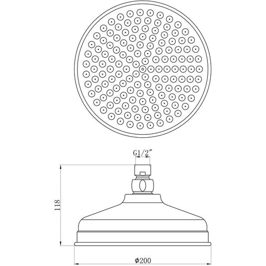 Ruby 200mm Round Traditional Showerhead - Chrome - RUBY105869 - Envy Bathrooms Ltd
