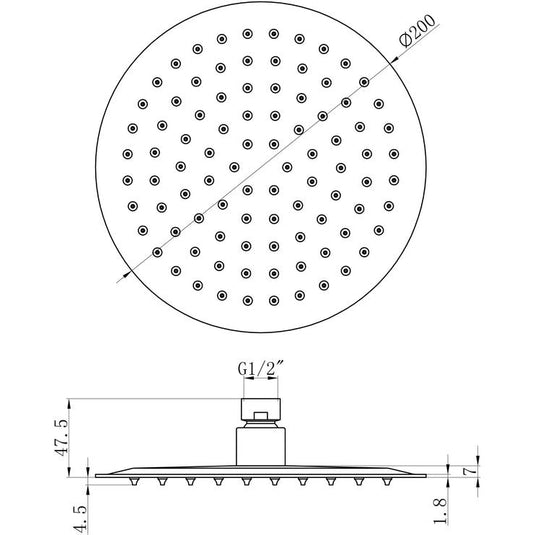 Ruby 200mm Round Ultraslim Showerhead - St/Steel - RUBY105861 - Envy Bathrooms Ltd