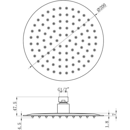 Ruby 200mm Round Ultraslim Showerhead - St/Steel - RUBY105861 - Envy Bathrooms Ltd