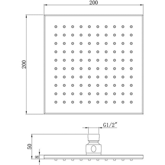 Ruby 200mm Square Showerhead - Chrome - RUBY105590 - Envy Bathrooms Ltd