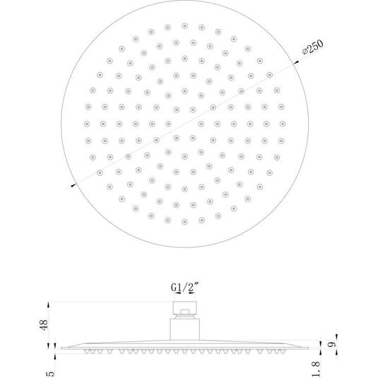 Ruby 250mm Round Showerhead - Brushed Brass - RUBY106554 - Envy Bathrooms Ltd