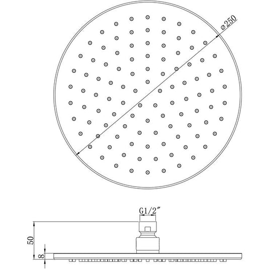 Ruby 250mm Round Showerhead - Chrome - RUBY105868 - Envy Bathrooms Ltd