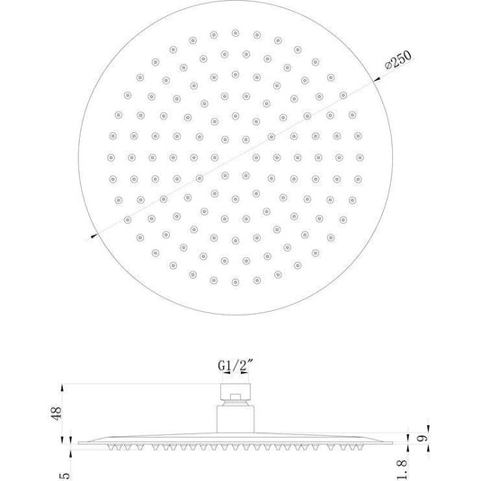 Ruby 250mm Round Ultraslim Showerhead - St/Steel - RUBY105862 - Envy Bathrooms Ltd