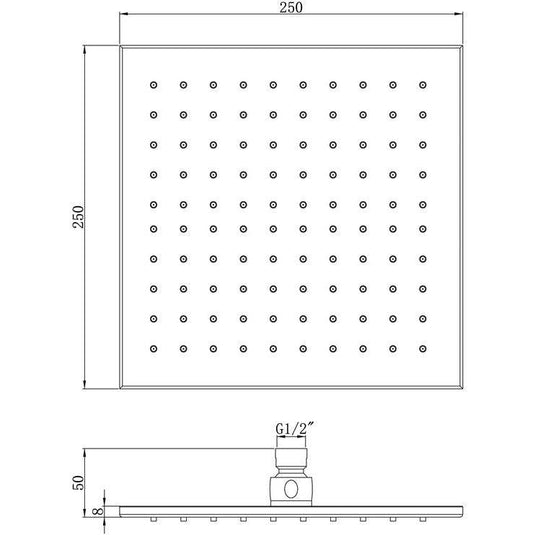 Ruby 250mm Square Showerhead - Chrome - RUBY105591 - Envy Bathrooms Ltd