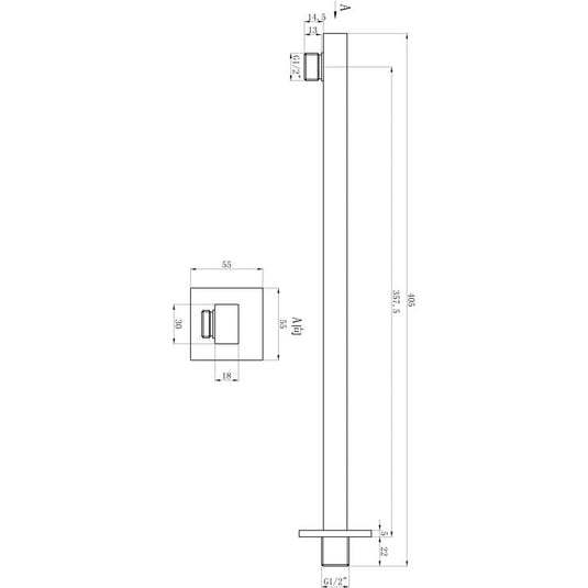 Ruby 300mm Square Shower Arm - Brushed Brass - RUBY108598 - Envy Bathrooms Ltd