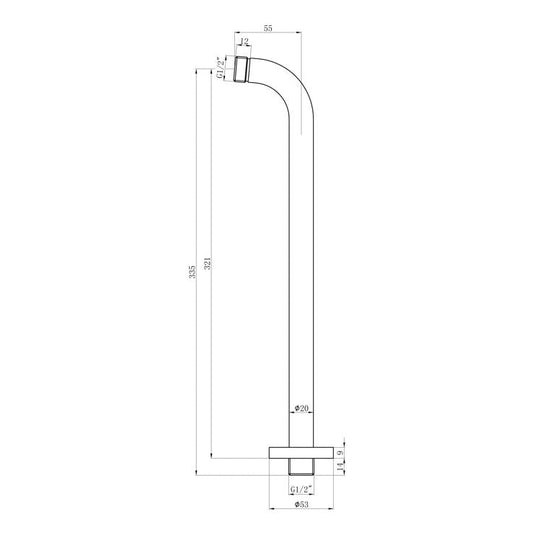 Ruby 320mm Round Shower Arm - Matt Black - RUBY106788 - Envy Bathrooms Ltd